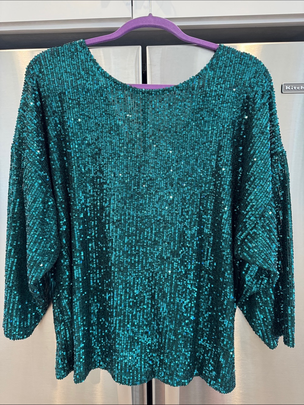 Eloquii Teal Sequin Boatneck / V back Pullover 18-20